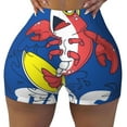 thumbnail image 2 of Rateoe Cool Lobster Surfing Printed Power Workout Shorts for Women Tummy Control Squat Proof Ribbed Thick Seamless Scrunch Active Short-Small, 2 of 8