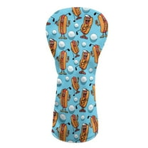 Yuyamidu Golf Ball Golf Club Head Cover Cute Hot Dog Golf Head Covers PU Leather Driver Headcover Fairway Wood Head Cover Hybrid Headcover, Blue