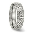 thumbnail image 2 of Auriga Fine Jewelry Stainless Steel Polished and Textured Criss Cross Design 6 mm Band for Women Size 6, 2 of 6