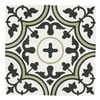 MTO0550 Classic 8X8 Floral Sage Green Black White Matte Cement Tile