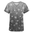 thumbnail image 5 of Women Christmas Scrub Tops Stretchy V-Neck Short Sleeve Cute Print Working Uniform Pull-On Tops with Pockets, XXXL, 5 of 5