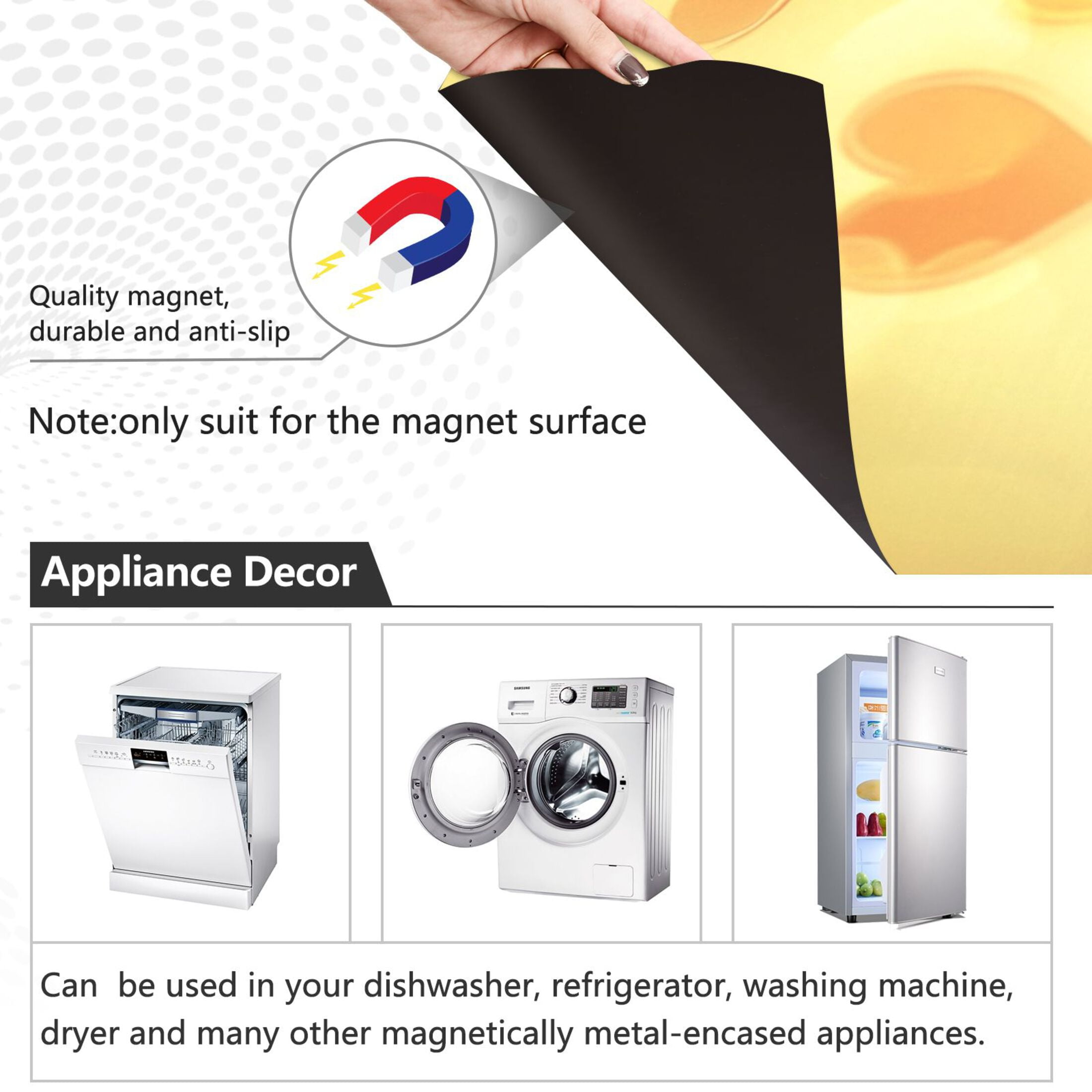 Dishwasher Magnetic Sticker 23x26 Inch Refrigerator Magnetic Sticker Washing Machine Magnetic Sticker Kitchen Panel Magnetic Sticker Home Decor Yellow Beautiful Heart Pattern