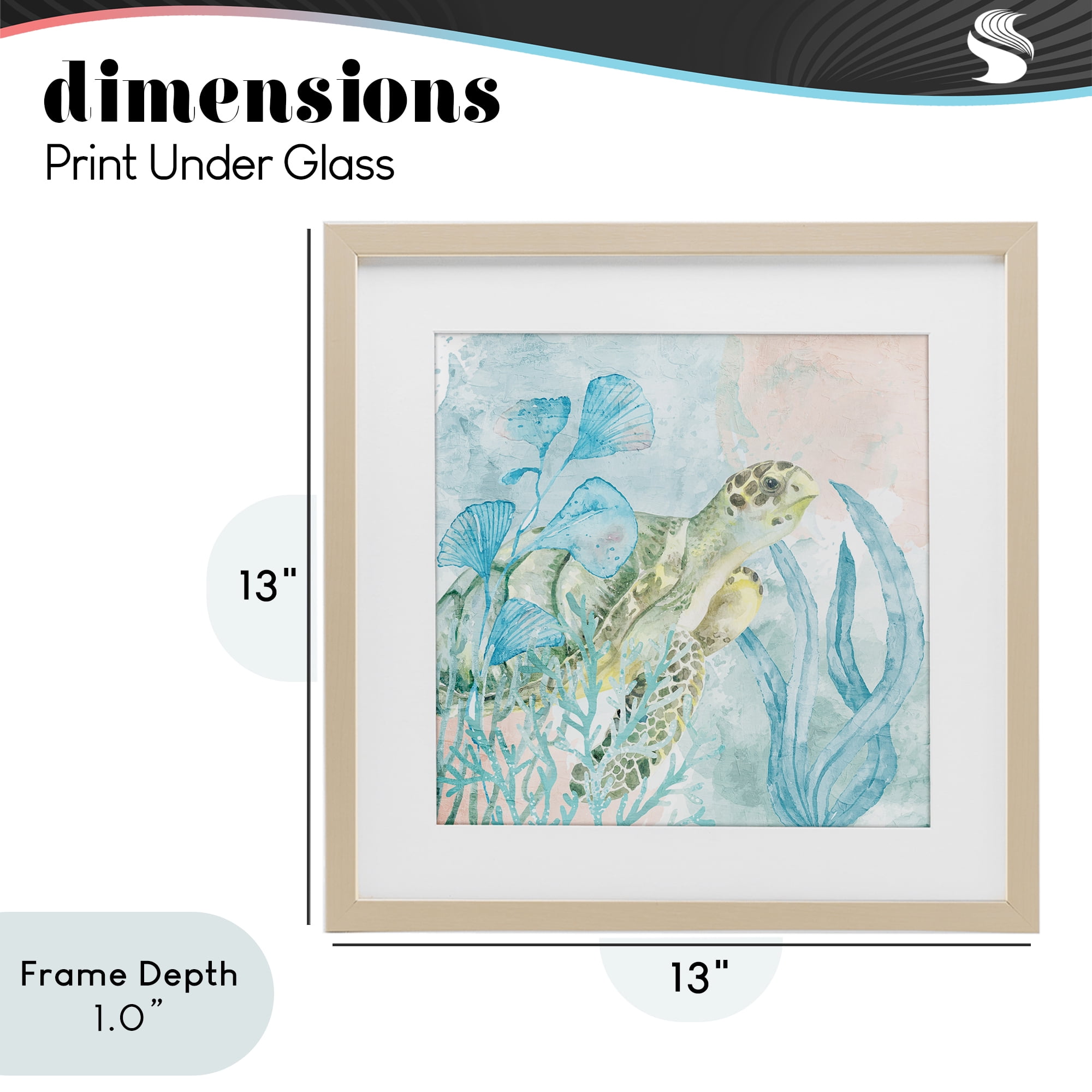 Stupell Industries Sea Swim Turtle Birch Framed Print Under Glass, design by Kim Allen