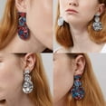 thumbnail image 4 of Acetate Sheet Geometry Circular Long Long section earring Circular Section Retro Mixed Style Earrings Ear Studs Earrings, 4 of 6