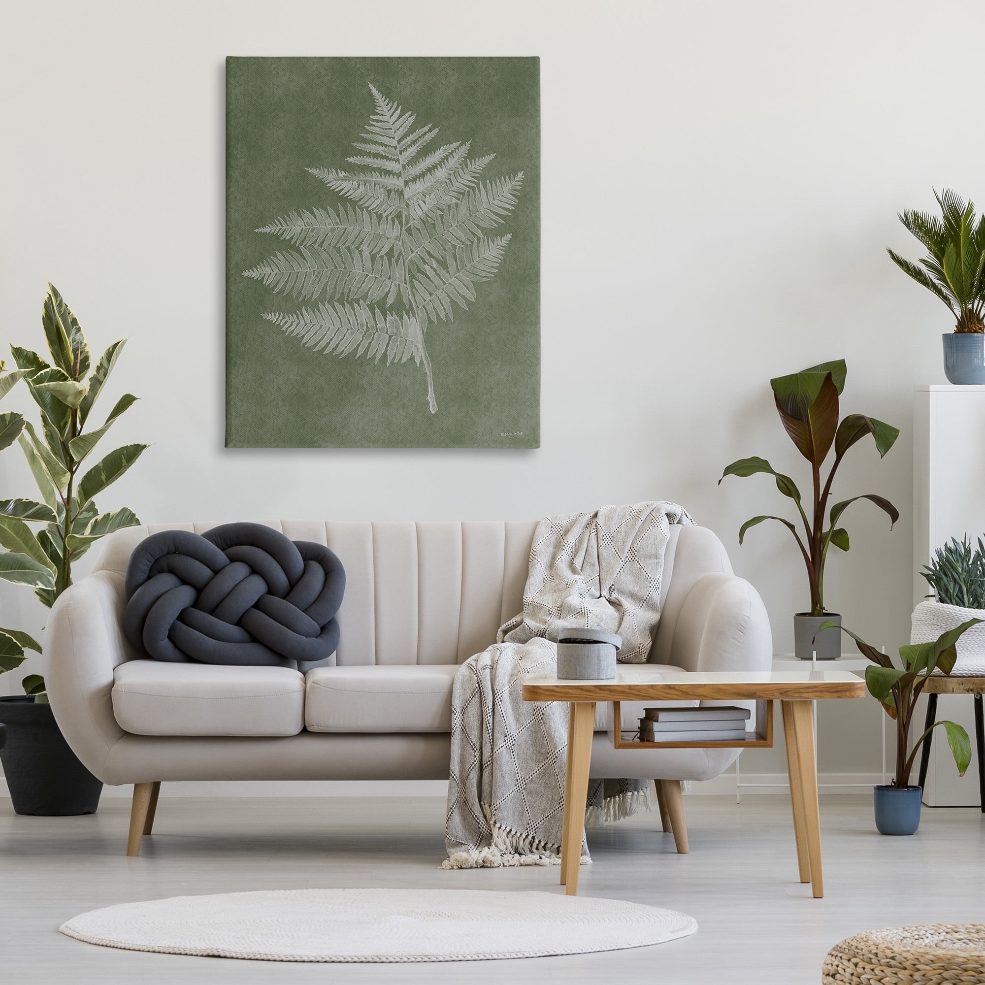 Stupell Industries Asymmetrical Fern Plant Botanical & Floral Painting Gallery Wrapped Canvas Art Print Wall Art, 36 x 48
