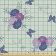 thumbnail image 2 of Ambesonne Floral Fabric by the Yard Upholstery, Meadow Flowers Butterflies, 10 Yards, Fuchsia Violet, 2 of 5