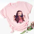 thumbnail image 3 of Camisetas de algodón para niños con estampado de Nezuko Kamado Kimetsu No Yaiba, color rosa, para bebés, lindas camisetas Harajuku Kawaii, camisetas para niñas, 3 of 5