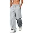 thumbnail image 7 of vdgthytj Mens Athletic Pants Elastic Drawstring Waist Wide Leg Baggy Breathable Running Gym Sport Trousers with Pockets(4X-Large,Gray), 7 of 7