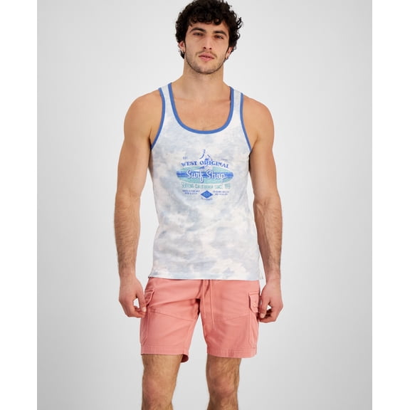 Sun   Stone Men's Surf  Regular Fit Graphic Sleeveless Tank T Shirt Blue 2XL