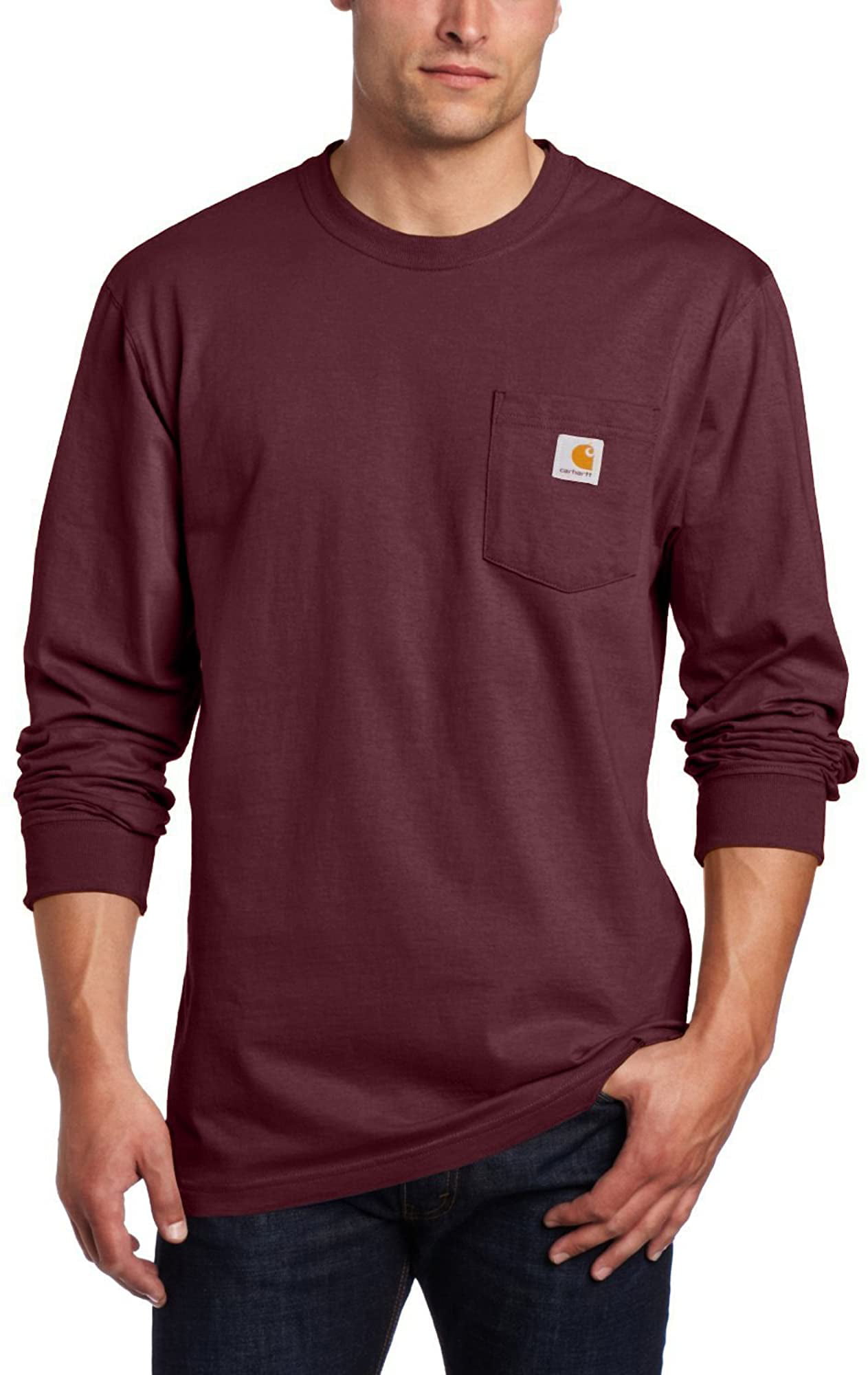 Regular and Big & Tall Sizes Carhartt Mens Workwear Jersey Pocket Long-Sleeve Shirt K126 