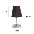 thumbnail image 3 of Creekwood Home Nauru 10.5" Traditional Petite Metal Stick Bedside Table Desk Lamp in Sand Nickel with Fabric Empire Shade for Nightstand, End Table, Dorm, Espresso Brown, 3 of 6