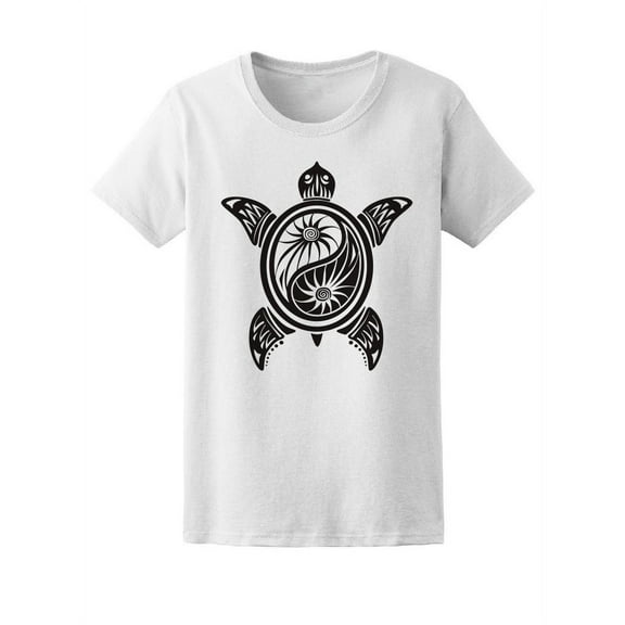 Tribal Black & White Turtle T-Shirt Women -Image by Shutterstock, Female x-Large