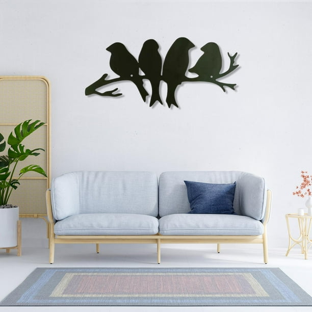Decoración de pared de Metal de pájaros en rama, adornos artesanales colgantes estéticos, figurita de Animal para regalos de café, exposición, BLESIY Decoraciones de arte de pared