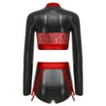 thumbnail image 4 of Xnihocha Womens Pcs Metallic Shiny Set Rave Outfits Long Sleeve Cropt Tops With Shorts Bottom For Halloween Red XL, 4 of 5