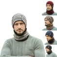 thumbnail image 1 of Ame Beanie Hat Scarf Set Winter Warm Fleece Lined Skull Fluffy Knitted Cap and Scarf for Men Women, 5 Colors, 1 of 8