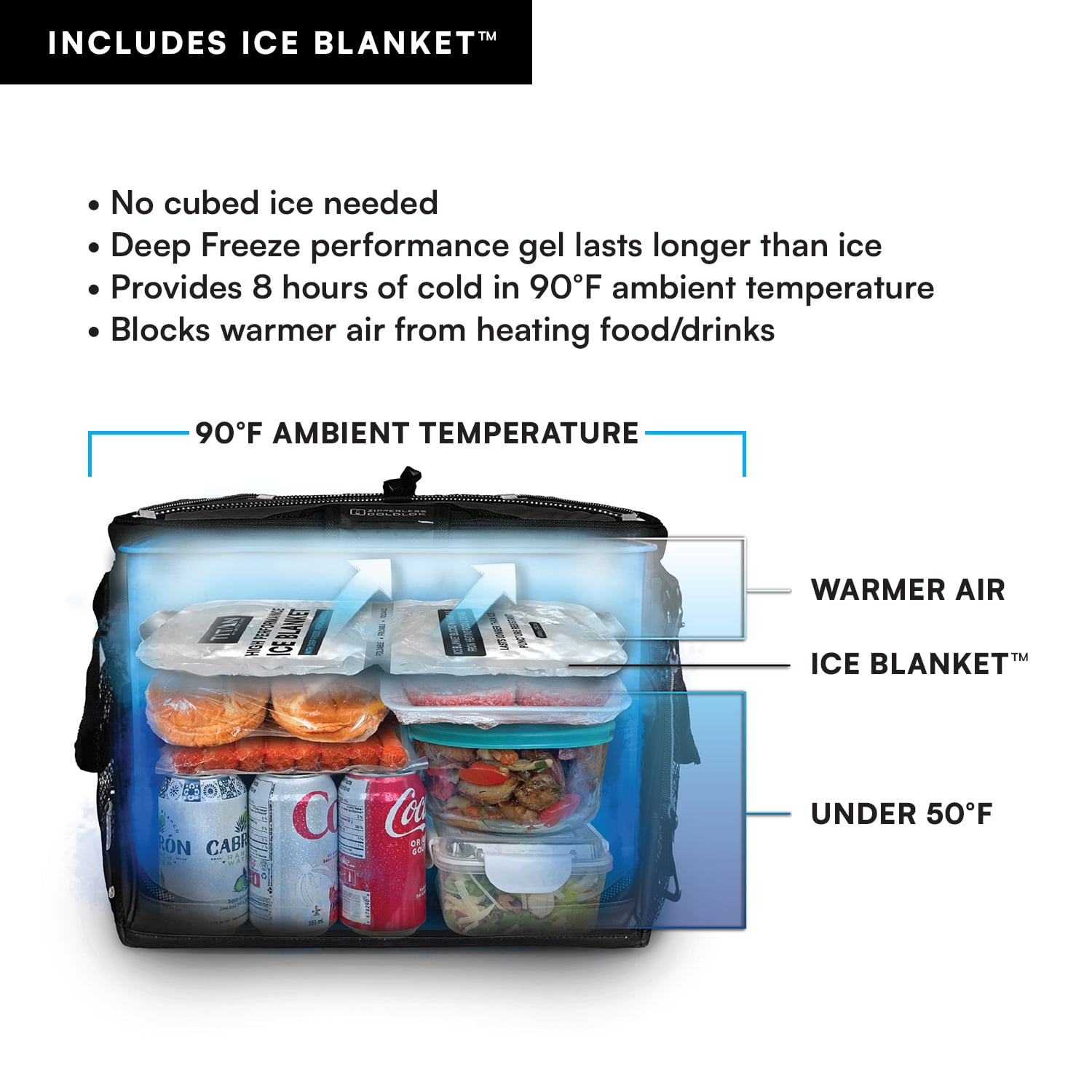 Titan by Arctic Zone 38-Can 25-Quart Iceless Zipperless Soft Cooler with Ice Blanket, Quarry Gray