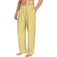thumbnail image 2 of Bingfone Yellow Gingham Mens All Over Print Sleep Pajama Pants-Small, 2 of 9