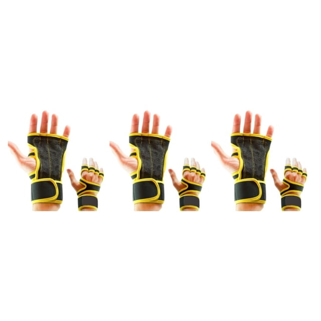 maskred 2pack/lot Stay Comfortable And Secure With Durable Weight Lifting Gloves Yellow M 3Set