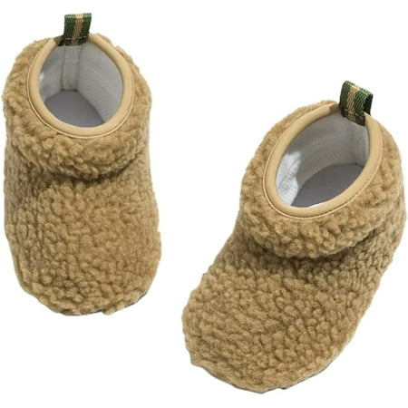

QWZNDZGR Newborn Infant Baby Boys Girls Fleece Booties Stay On Socks Soft Shoes Non Skid Winter Warm Christmas Slippers