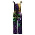 thumbnail image 5 of QATAINLAV Birthday Gifts Womens Cotton Linen Wide Leg Jumpsuits Mardi Gras Loose Fit Adjustable Straps Romper Trendy Carnival Print Sleeveless Overalls Multicolor XXXXL, 5 of 6