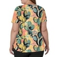 thumbnail image 4 of SAATLERI Scrubs for Women Stretchy Short Sleeve V-Neck Funny Floral Print Nursing Uniform Plus Size Scrub Tops Shirt Workwear with Pockets, 4 of 5