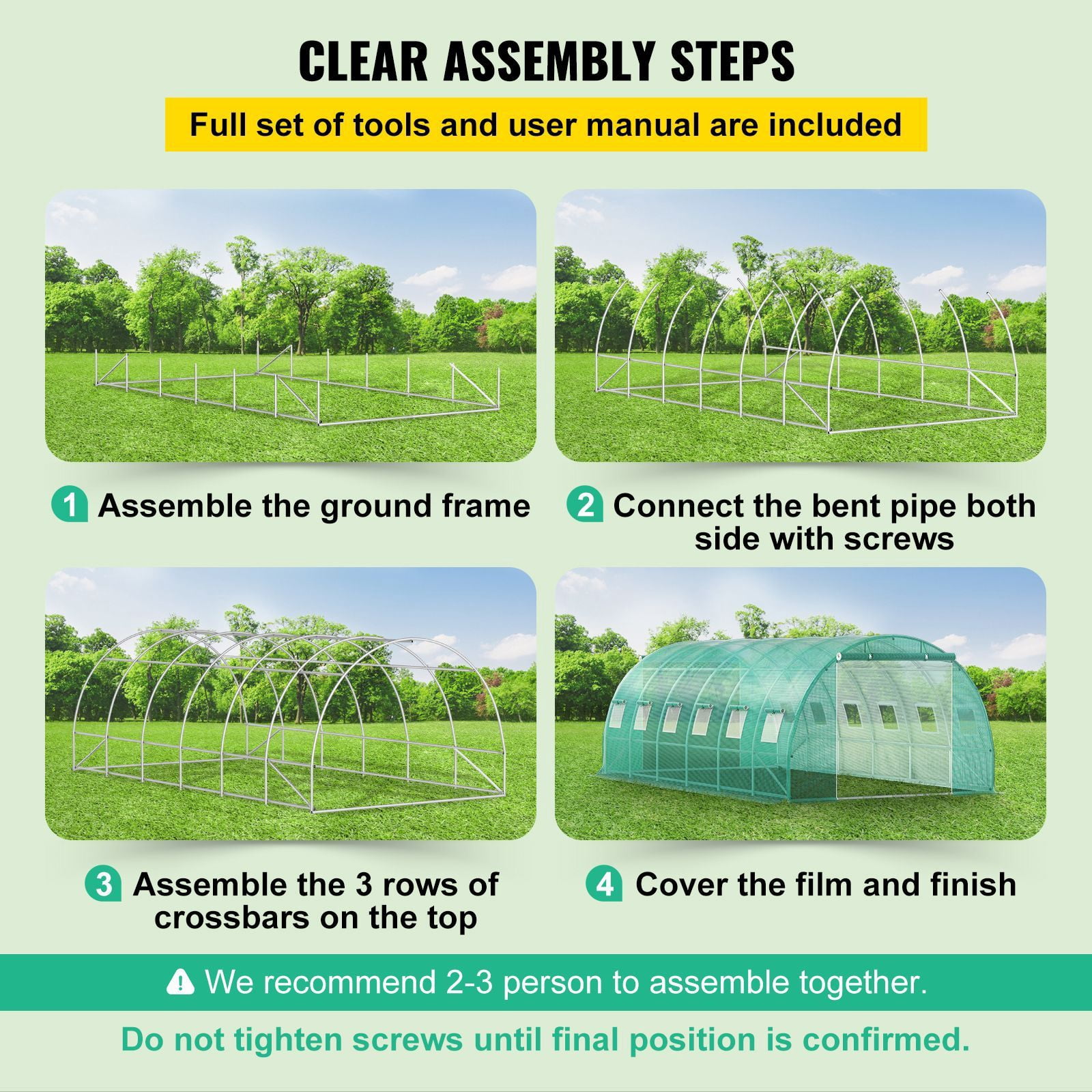 Outdoor Walk-in Greenhouse with Roll-up Windows (12 Vents), Galvanized Steel Frame & Waterproof Cover – 20x10 ft Portable Grow Tent