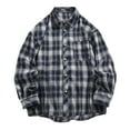 thumbnail image 1 of XDZJLR Men's Shirts Checkered Pocket Trendy Casual Loose Comfortable Business foreign Trade Long Sleeved Tee, 1 of 5