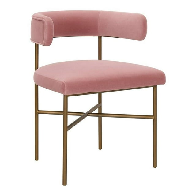 TOV Furniture Kim 19.7" Transitional Velvet Dining Chair in Pink/Gold