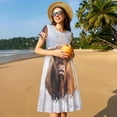 thumbnail image 4 of Daiia Cow Print Women's Dresses 2025 Trendy Short sleeve Dresses Casual Baggy Flowy Maxi Sun Dresses, 4 of 6