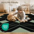thumbnail image 4 of ODIKA 9'x12' Washable Area Rug Large Minimalist Angular Symmetrical Covering Repeating Blackrug for Master Suite, California King, Under Bed, Non-Shedding, Easy Care, 4 of 7