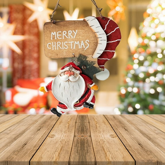 KeirineCC Santa Claus Christmas Decoration, Cute Mini Wooden Christmas Tree Hanging Ornaments, Indoor Outdoor Home Decor Gifts for Christmas Tree New Year Party - A
