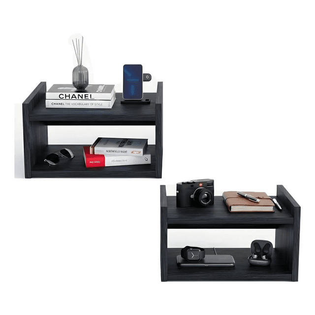 2 Buró Repisa Flotante Minimalista Moderno Acabado Mate Eo Safe Imports Color Negro