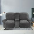 thumbnail image 5 of SHANNA Reclining Loveseat Cover with Middle Console Slipcover, 8-Piece Velvet Stretch 2-Seater Recliner Sofa Covers,Gray, 5 of 12