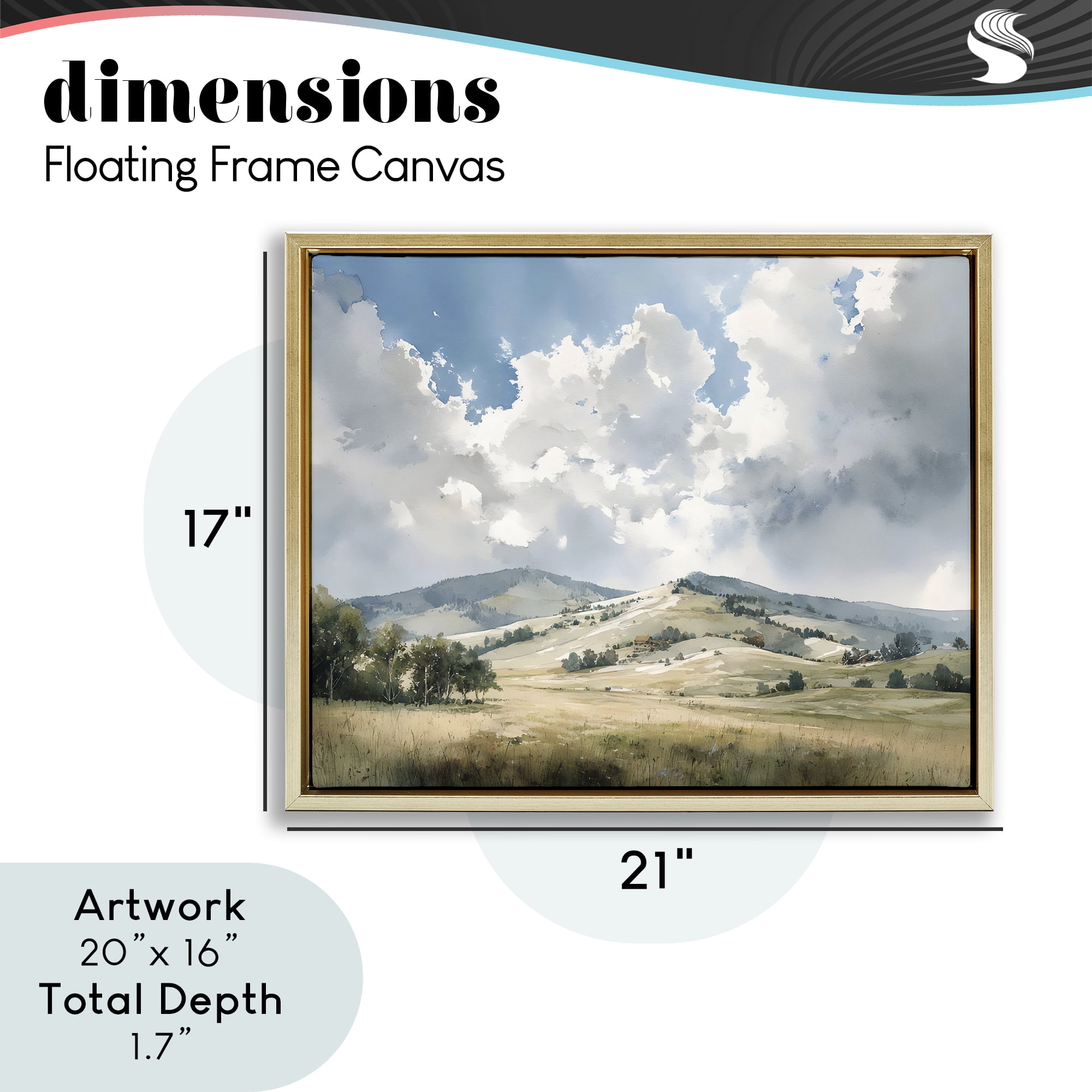 Stupell Industries Tranquil Hills Meadow Gold Framed Floater Canvas Wall Art, design by Franklyn Gregory