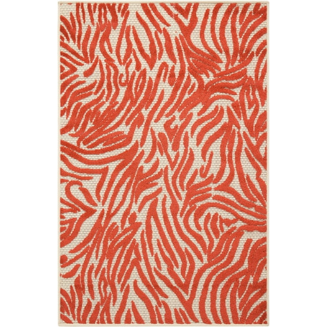 homeroots outdoor 384593 3' x 4' Zébré Rouge Tapis Intérieur outdoor