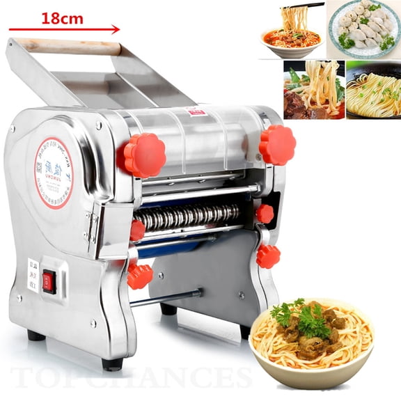 TOPCHANCES Electric Pasta Maker Commercial Noodle Dough Pressing Machine Fettuccine Cutter 3mm/9mm Dual Purpose Blade 110V