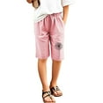 thumbnail image 4 of Toddler Kids Girls Casual Bermuda Shorts Drawstring Elastic Waistband Beach Shorts 3-13 Years, 4 of 4