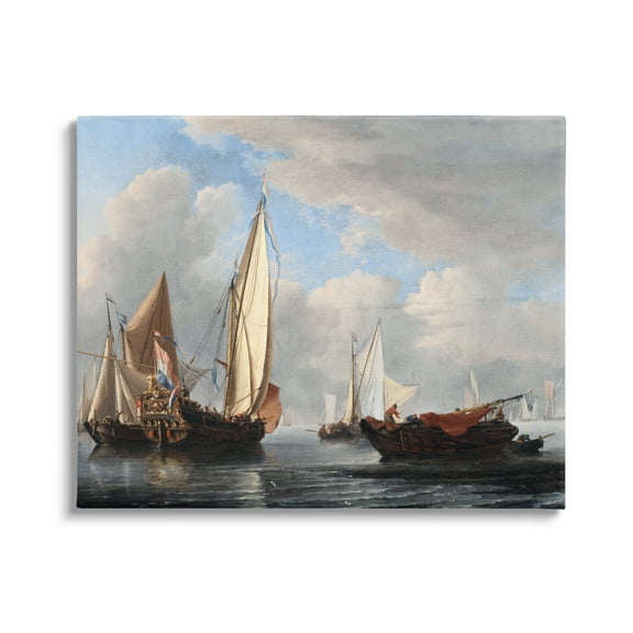 Stupell Industries Yacht and Other Vessels Willem van de Velde Classic Painting Painting Gallery Wrapped Canvas Print Wall Art, Design by one1000paintings