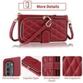 thumbnail image 4 of Dswteny Argyle Wallet Case for Motorola Moto Edge 2022/MotoEdge 5G UW 2022 with Wrist Strap Shoulder Strap, Flip Credit Card Holder Cell Phone Cover for Gen 3 XT2205-1 XT2205-2 6.6 Women Girls Red, 4 of 8
