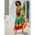 thumbnail image 2 of Geometric Printed Beach Maxi Dresses for Swimwear Women V neck Kaftan Summer Tunic Flowy Vacation Outfits Casual Caftan Robe Lightweight mumu Dress, 2 of 11