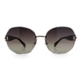 thumbnail image 5 of Womens Rimless Bevel Lens Flower Jewel Hinge Round Fashion Sunglasses Gold Brown - Brown, 5 of 8