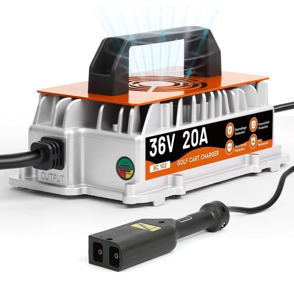 36 Volt Golf Cart Battery Charger for TXT EZGO Golf Cart Charger 36 Volt EZGO 20AMP 1250W Fully Automatic Smart Charging with IP67 Waterproof, 16Ft Cable, for Lead-Acid Batteries