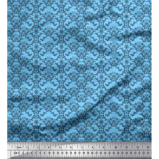 Soimoi Polyester Crepe Fabric Artistic Floral Print Sewing Fabric Yard 42 Inch Wide