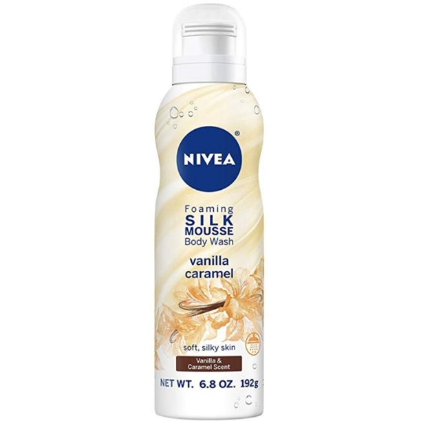 3 Pack NIVEA, Foaming Silk Mousse Body Wash Vanilla Caramel 6.8 oz