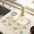 thumbnail image 2 of Yayeee Dish Drying Mat for Kitchen Counter 16" x 18" Microfiber Super Absorbent Coffee Decorative Pad, Retro Symmetrical Stars, 2 of 9