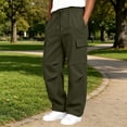 thumbnail image 3 of ITSAME Boys Girls Cargo Sweatpants Drawstring Elastic Waist Pleated Multi-Pocket Fall Winter Loose Casual Pants Army Green Size 6, 3 of 8