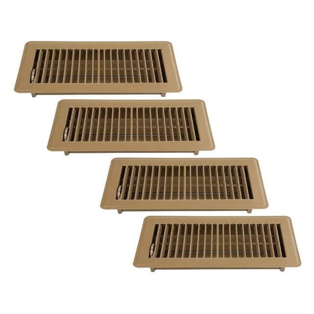 Registro de Piso de 4 X 10, Paquete de 4 Rejillas de Ventilación para Piso, Rejillas de Piso Transitables de Acero de Alta Resistencia, Rejilla Decorativa Ajustable