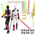 thumbnail image 1 of Figura de acción T13 ya ensamblada Paquete de 2 figuras de acción multicolores Titan 13 Maniquí con sable láser Impreso en 3D T 13 Lucky 13 Robo 13 Figuras de acción Figura De Acci?N T13 Negro Rojo Bl, 1 of 5