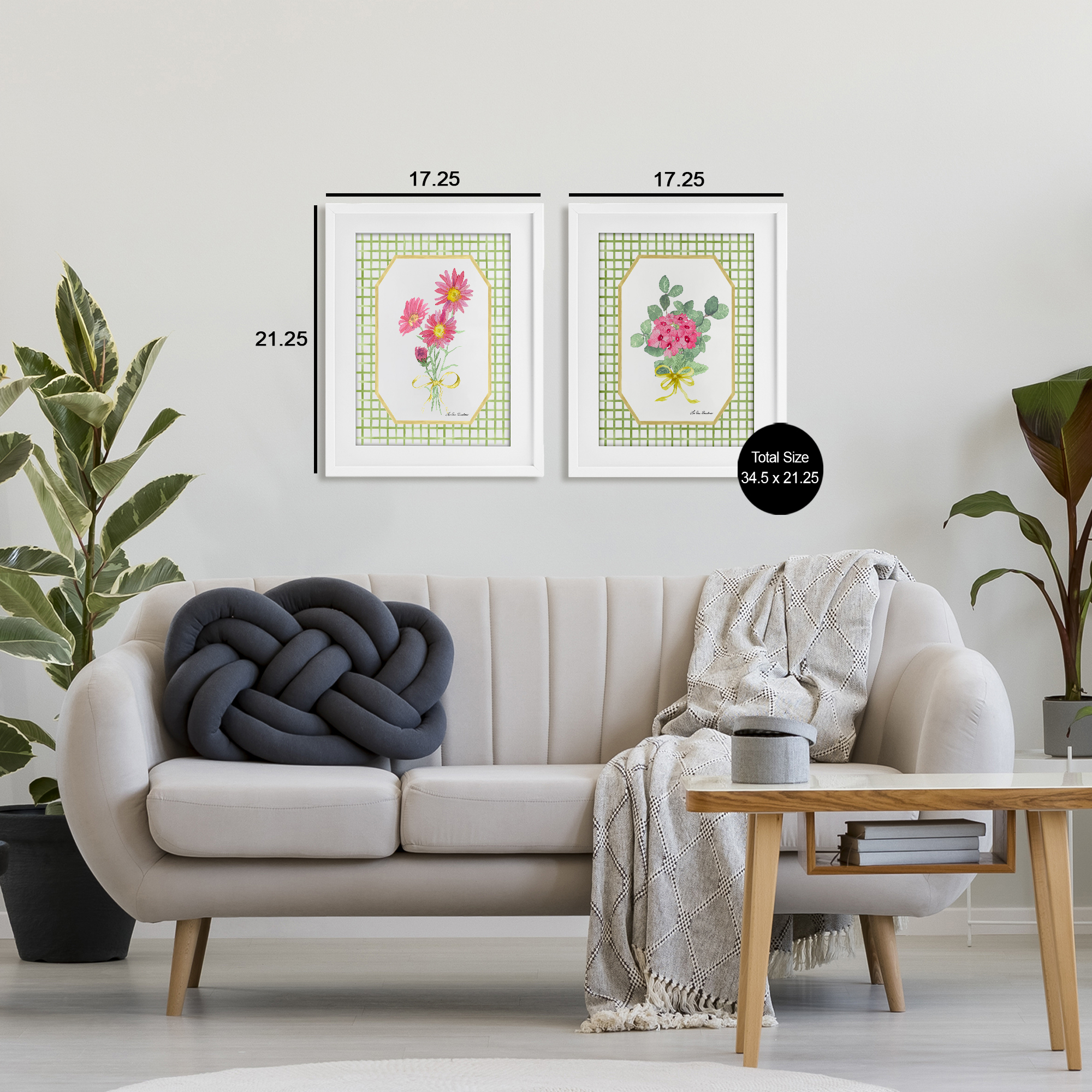 Cottage Botanical Story 2 Piece White Framed Print Under Glass Set, design by Lee Ann Sanders