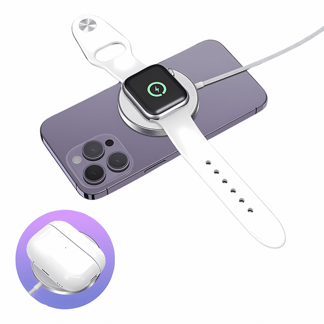 Cargador Inalámbrico 3 En 1 Mr. Gadgets Para iPhone Magsafe Compatible Con Apple Watch Color Blanco
